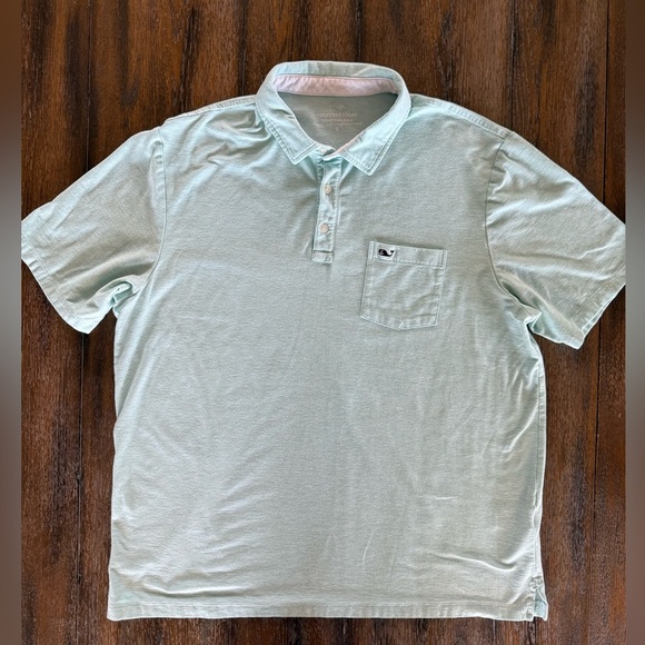 Vineyard Vines Edgartown Men's White and Mint Green Striped Polo Shirt Size L - Picture 1 of 8
